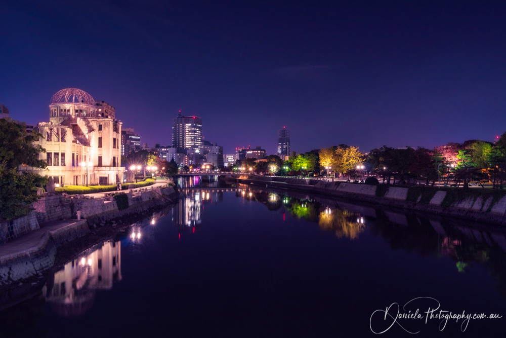 Japan -Hiroshima Cityscape and Riverscape by Night